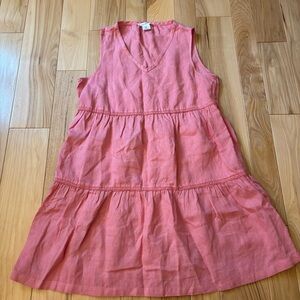 Lucky Brand Pink Linen Tiered V Neck Sleeveless Dress